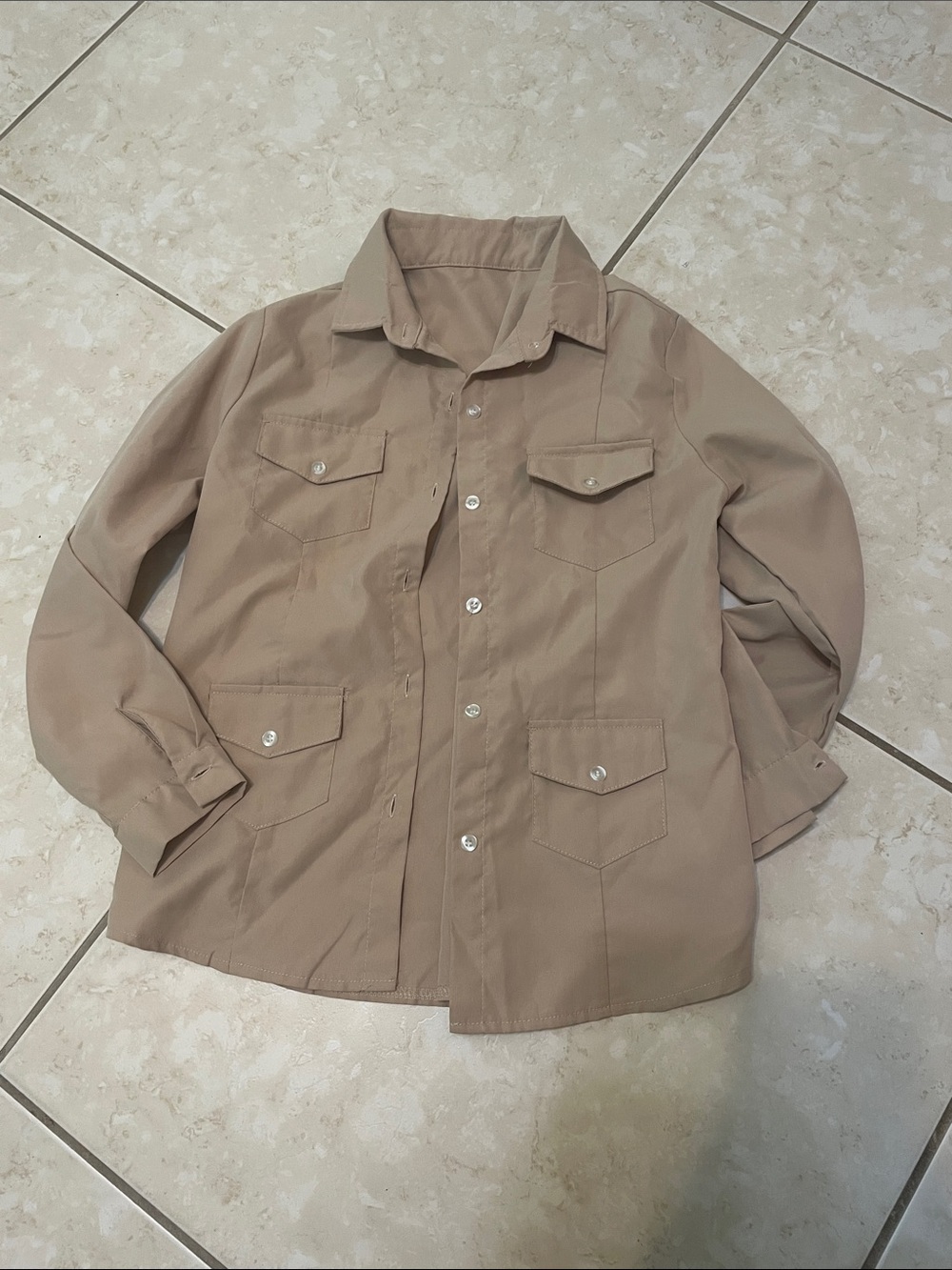 Lightweight Beige Utility Shirt Jacket